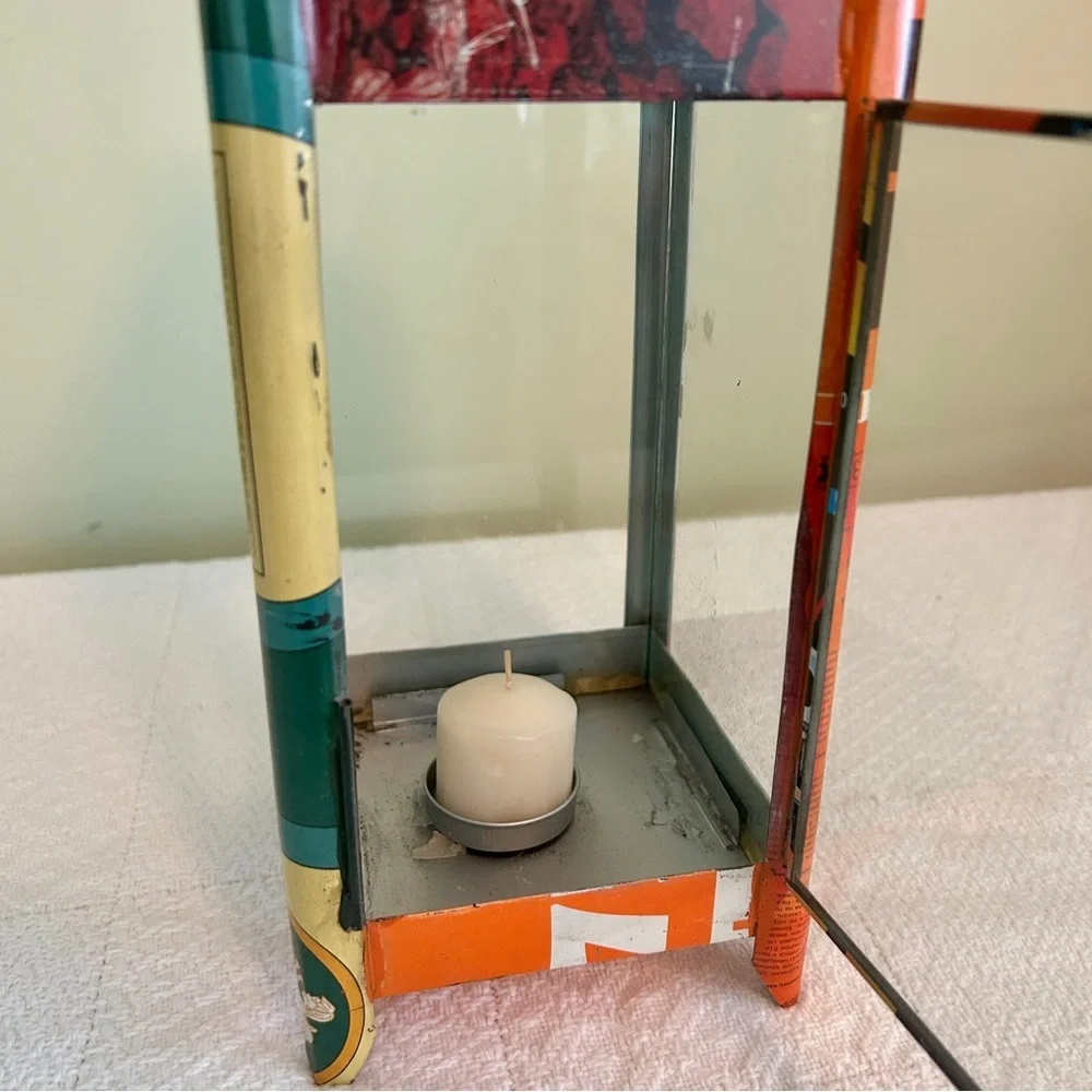 Urban Outfitters Y2K Colorful Upcycled Metal Lantern • Pierced Tin •